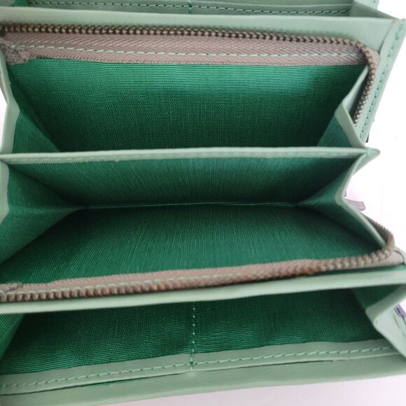 HAK Wallet Leather Blue Green Bow Ruffle Card Bill Coin Medium Bifold Rare New - Picture 5 of 11